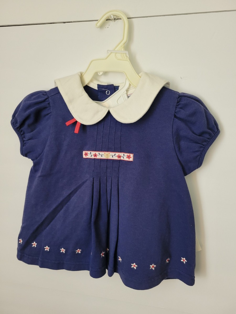 buster brown dress Girls Navy/White 2 Piece W/White & Blue Dot Bottom Size 18 Mo Print Stripe Same pic 2x since Package:Cardigan, butterfly lace embroidery