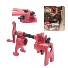 4 Pack 3/4" Wood Gluing Pipe Clamp Set Heavy Duty Woodworking Cast Iron Clamps