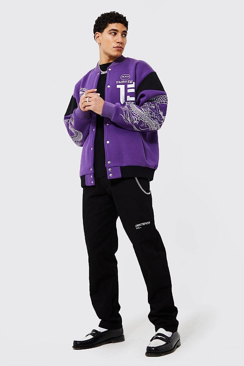 Unisex Oversize Purple Printed Bomber College Jacket