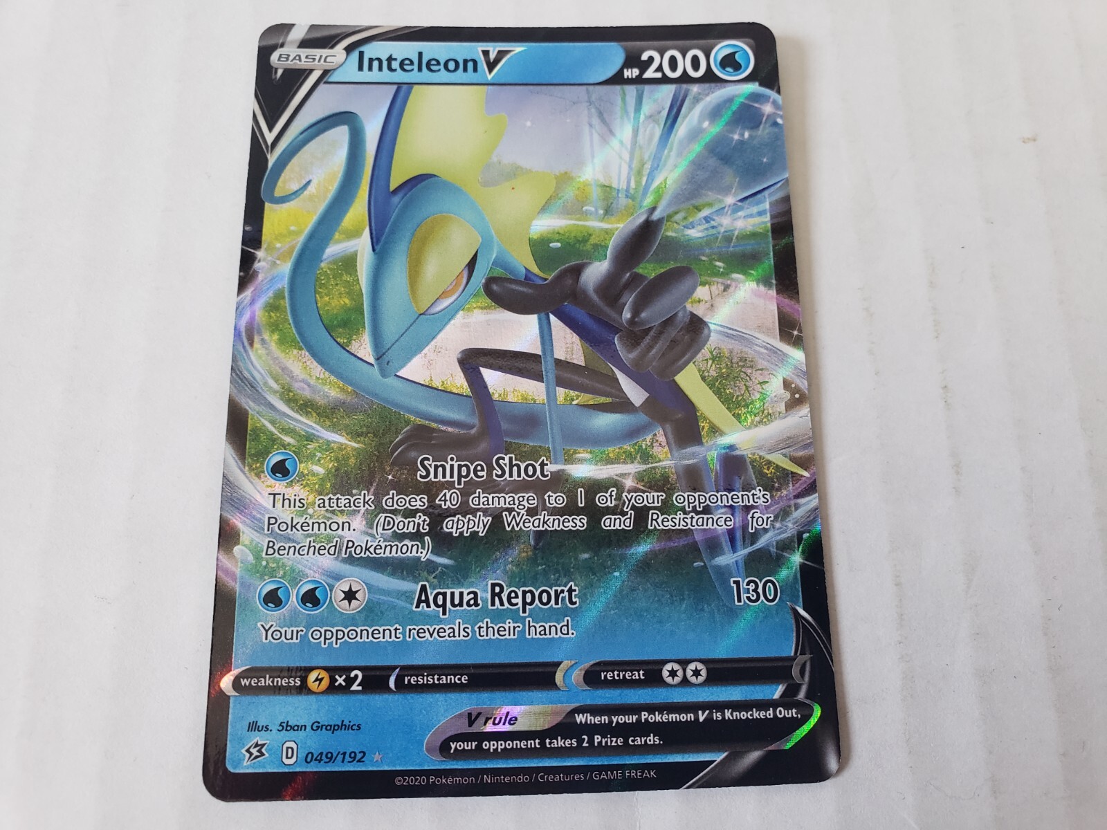 2020 Pokemon Rebel Clash Inteleon V 49/192 NM Holo Foil Rare Pokemon Card