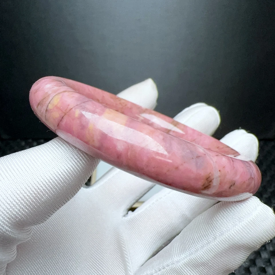 Brazalete Brazalete Cristal Piedras Preciosas Cuarzo Rodonita Natural 58,5 mm Foto 2 de 4