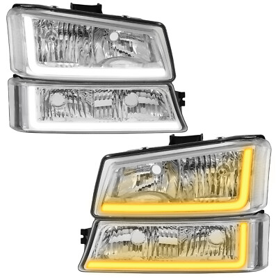 Headlight LED DRL Sequential Turn Signal For 2003-2007 Chevy Silverado Avalanche