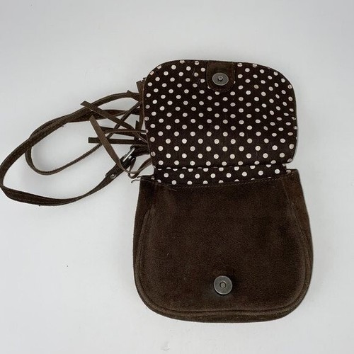 Hollister Brown Suede Kids Girls Teens Flap Over Fringed Purse - Picture 4 of 6