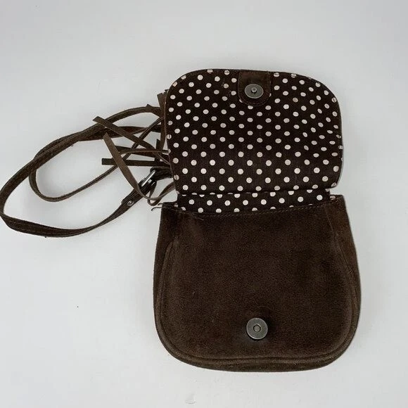 Cartera Hollister marrón gamuza niños niñas adolescentes solapa sobre flecos Foto 4 de 4