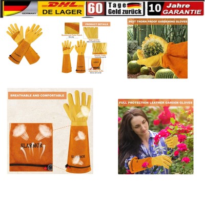 Leather Gardening Gloves for Men and Women - Thorn-Proof for Pruning Roses, w...