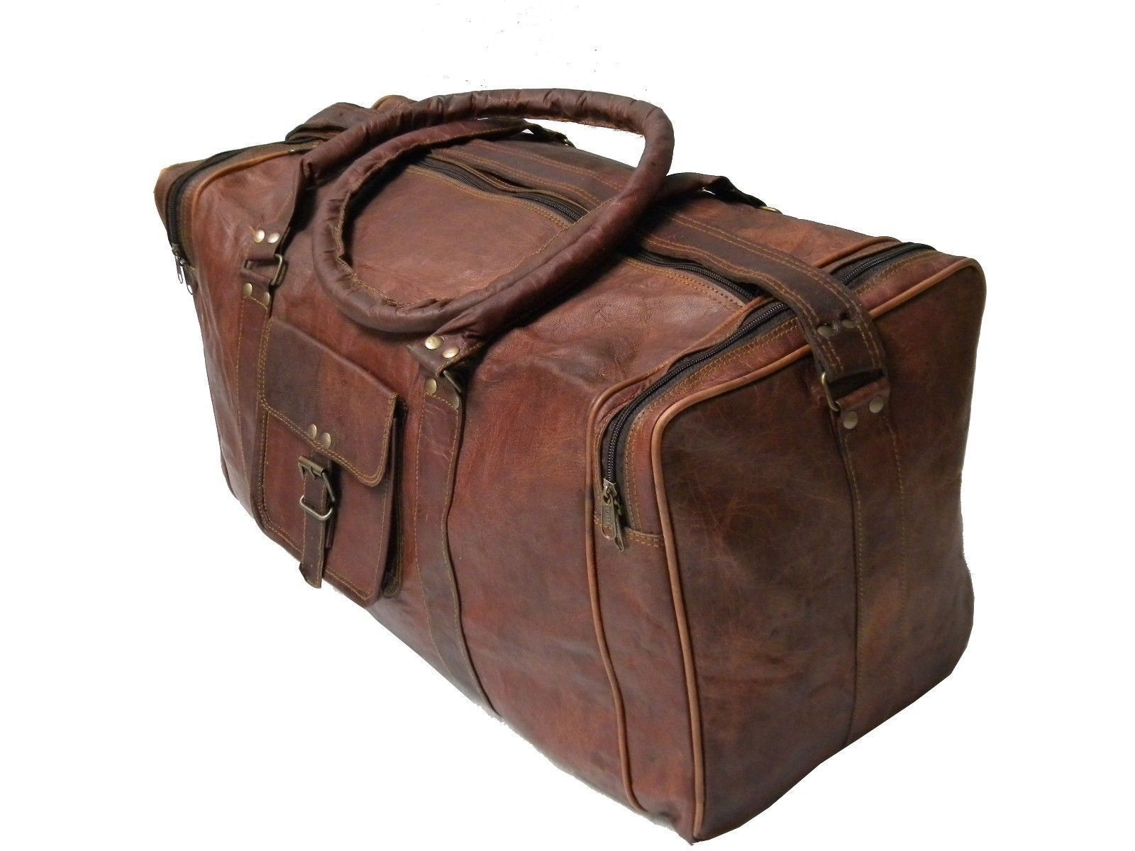 Genuine Indian Leather Duffle Weekend Overnight Travel Gym Bag Holdall Luggage