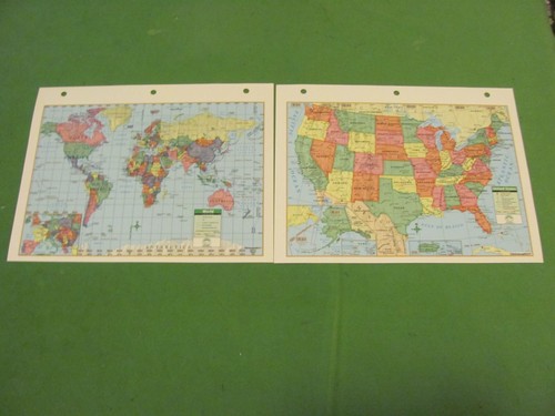 Lot of 2 Vintage Maps - United State Map & World Map. | eBay