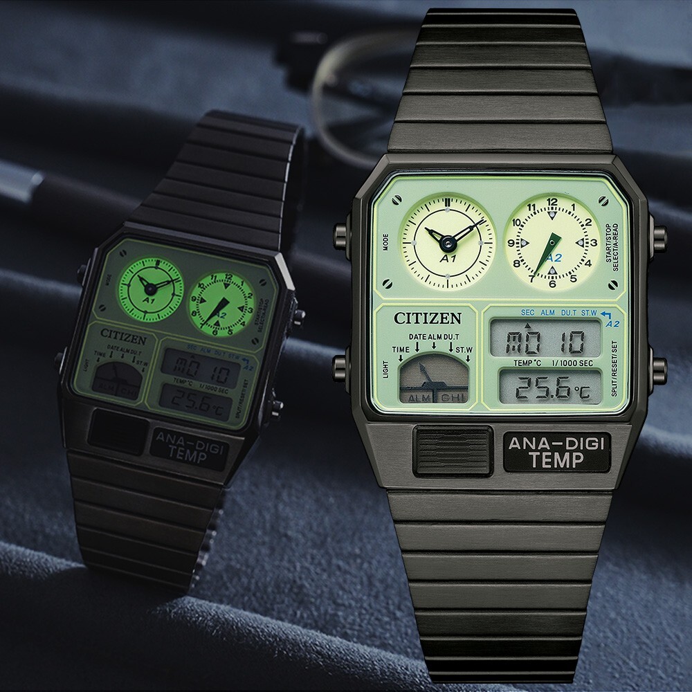 Citizen Ana Digi Luminous Dial Temp Stainless Steel Men's