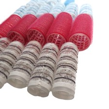 Vintage Lot of 20 Plastic Brush Magnetic Curlers Rollers Various Sizes Colors