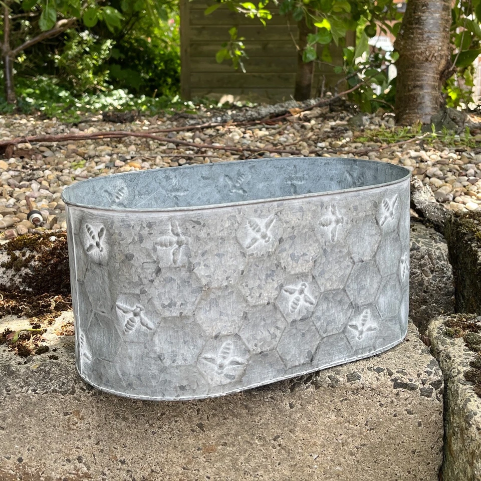 Planters for Garden 38.5cm Oval Bee Decorative Plant Pot Outdoor Flower Trough - Image 3 of 4