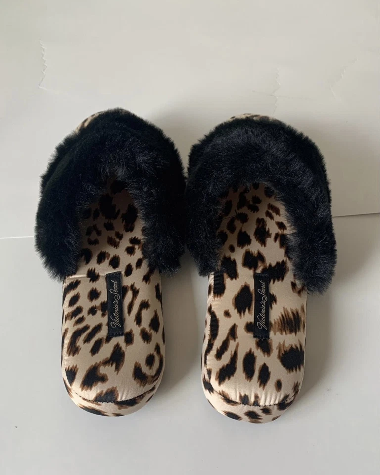 Новый с Ярлыками Victoria Secret женщин гепард Sippers коричневый черный факс меха размер маленький 5/6 - Изображение 3 из 4
