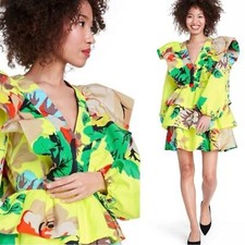 NWT Christopher John Rogers Yellow Floral Ruffle Mini Dress Size 6 Target
