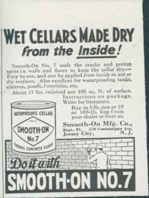 1931 Smooth On 7 Wet Cellars Made Dry From Inside Jersey City New Jersey Ad BH3