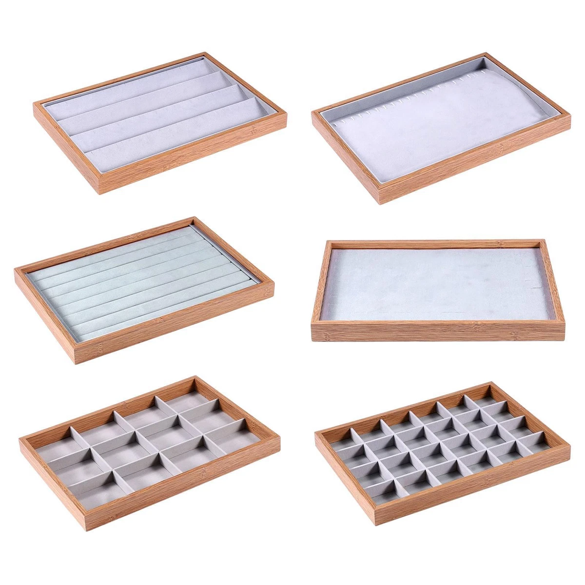 Stackable velvet shop jewelry trays