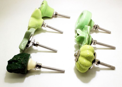 7 X Multi Design Ceramic & Resin Green Decorative Dresser Drawer/Door Knob Pull - Picture 7 of 8