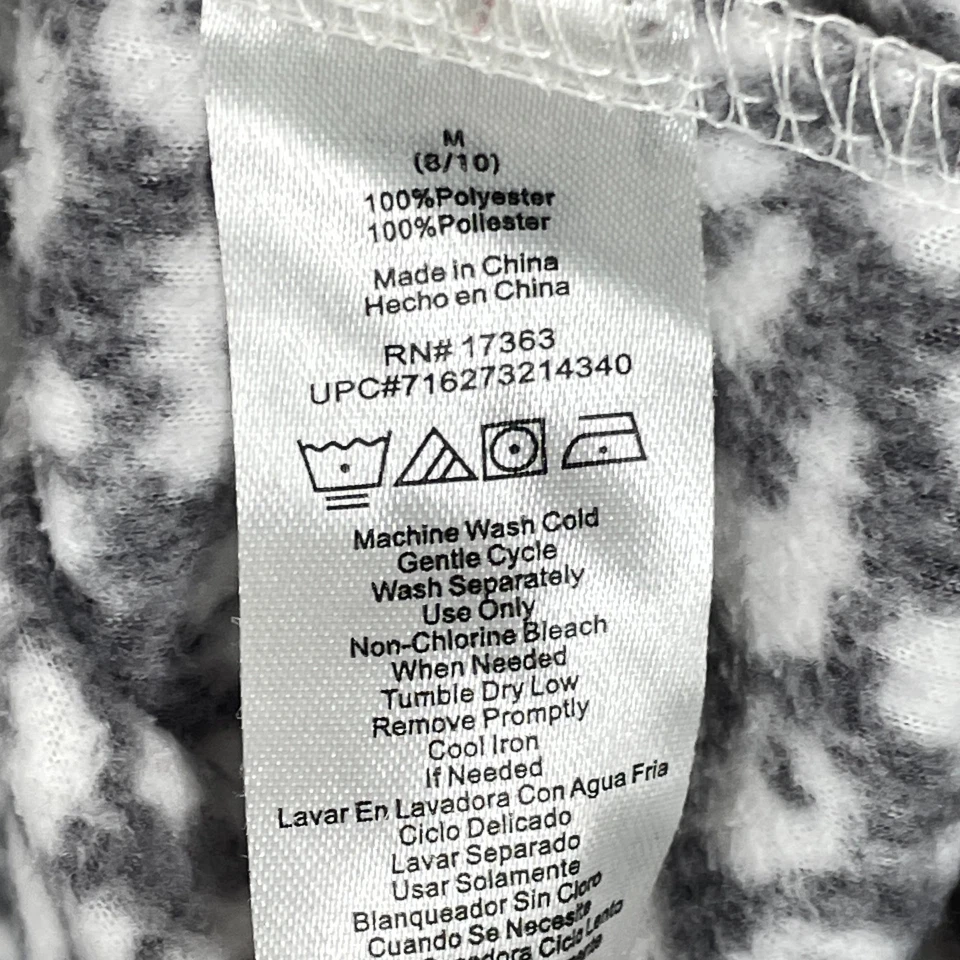 DKNY  Cheetah Animal Print Fleece Pajama Set Womens Medium Gray White Pink Trim - Image 3 of 4