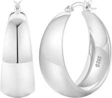 12Mm Wide Thick Hoop Earrings 925 Sterling Silver Hoop Earrings for Women Hypoal