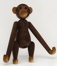 Authentic Hand carved Small Wooden Teak Monkey Dark And Contrasting Wood Hangs