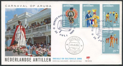Colonies D30 Netherlands Antilles CURACAO 1969 FDC 4v Culture Costumes