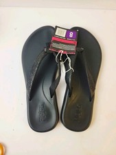 FLOJOS Women's Harper Slip On Flip Flops Black Size 8