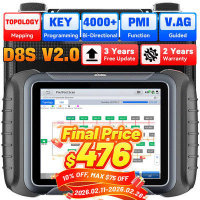 XTOOL D8S V2.0 Auto Full System Diagnositc Scan Tool E.CU Coding Key Programmer