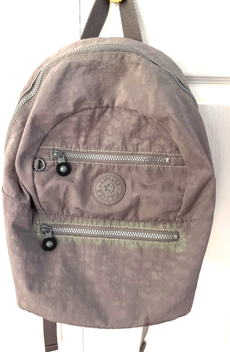 KIPLING Backpack padded back zipper bag in grey g… - image 1