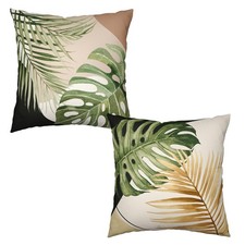 Tropical Leaves Pillow Covers 22x22 Set of 2 Spring Summer Green Banana Leaf ...