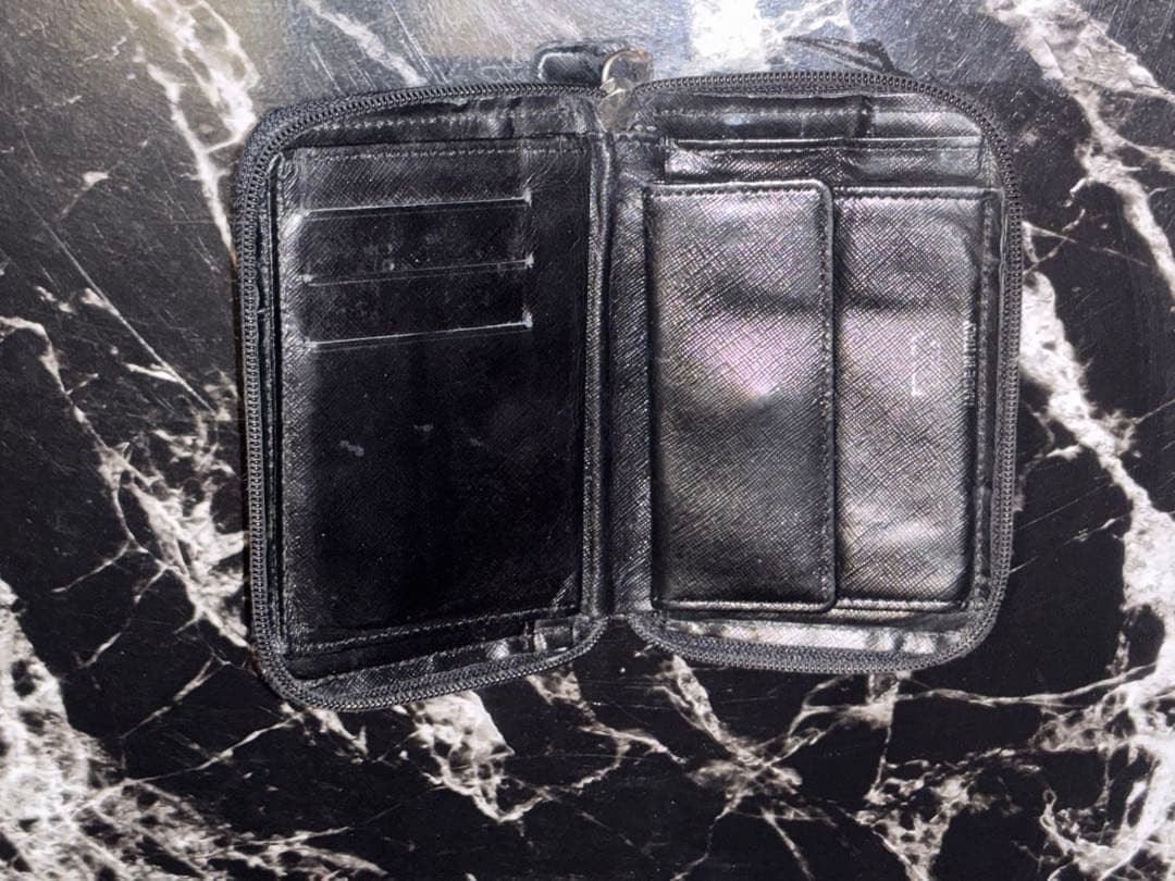 PRADA Black Nylon Bifold Wallet Zippered Pocket Card Slots Compact Purse Auth thumbnail 11