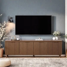 TV Stand for Up to 60” TVs, Contemporary Entertainment Center Featuring 4 Cyl...