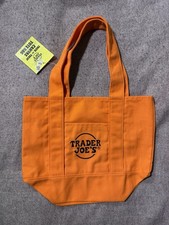 New Trader Joe's Mini Halloween Trick or Treat Canvas Tote Bag in Orange, 2025