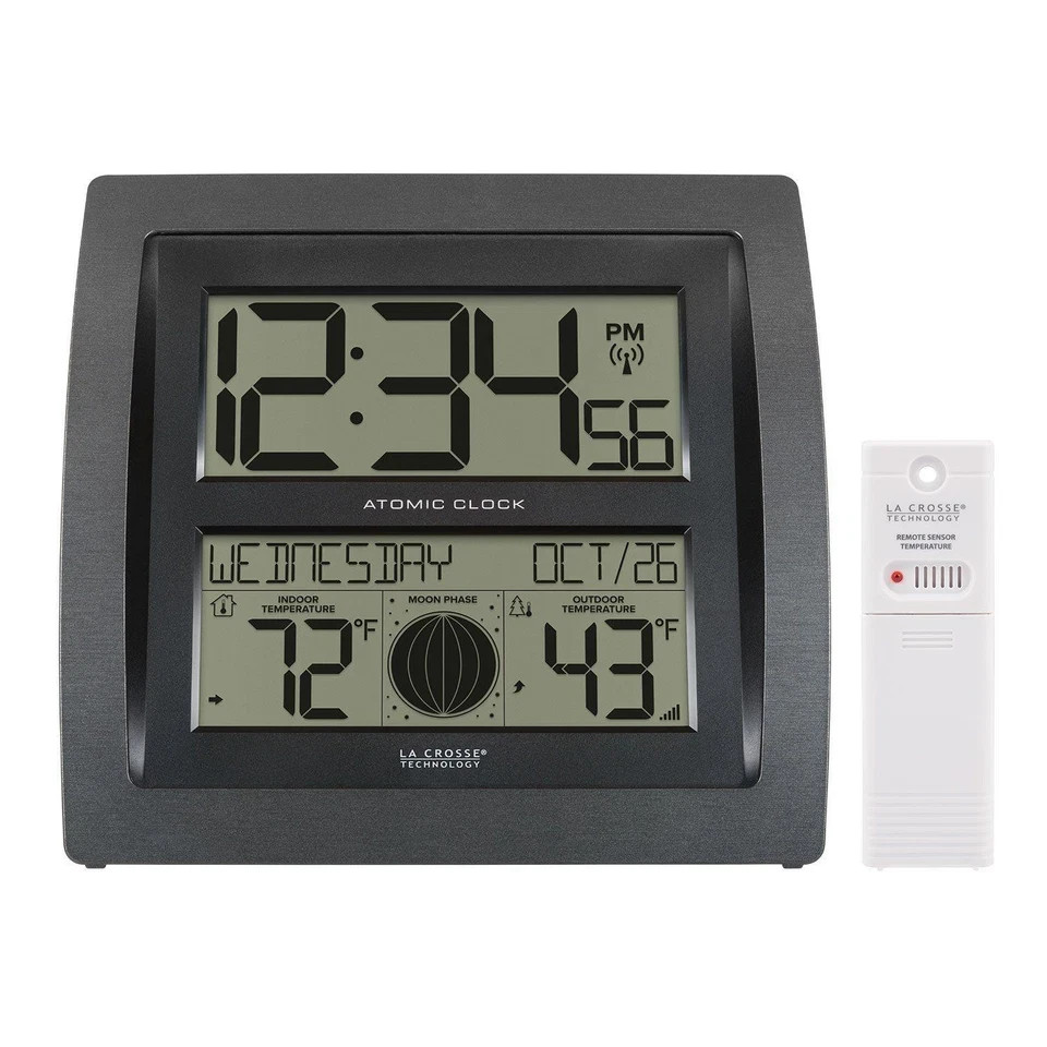 La Crosse Technology Curved Digital Atomic Wall Clock Self-Setting