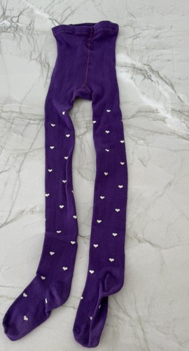Crewcuts girls purple with white hearts tights cotton nylon spandex size XL/XXL - Picture 2 of 4