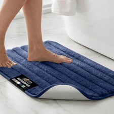 GORILLA GRIP Textured Backing Bathroom Rugs, Soft Memory Foam Absorbent Striped