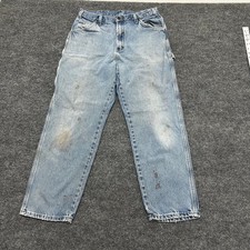 Dickies Carpenter Jeans Mens 34x30 Blue Distressed Relaxed Fit Workwear Pant