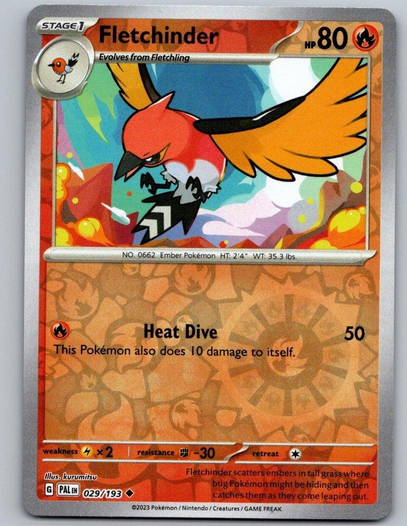Pokemon TCG Paldea Evolved - Fletchinder 029/193 Reverse Holo Uncommon