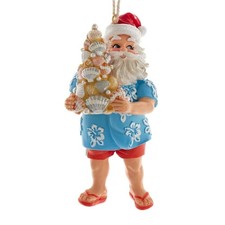 Kurt Adler Resin Ornament for Christmas Tree, Beach Santa