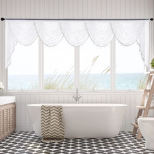 Nicetown Sheer Curtain Valances Tassel Beaded For Living Room Rod Pocket