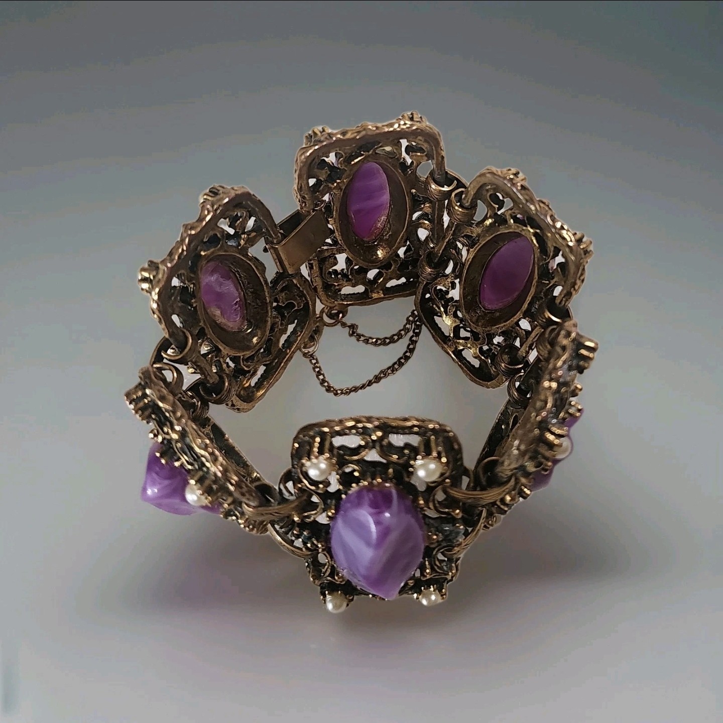 Stunning Statement VTG 6 Panel  Purple Lucite/Fau… - image 8