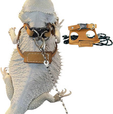 Bearded Dragon Harness and Leash Adjustable M,L,Xl - Soft Leather Reptile Lizar
