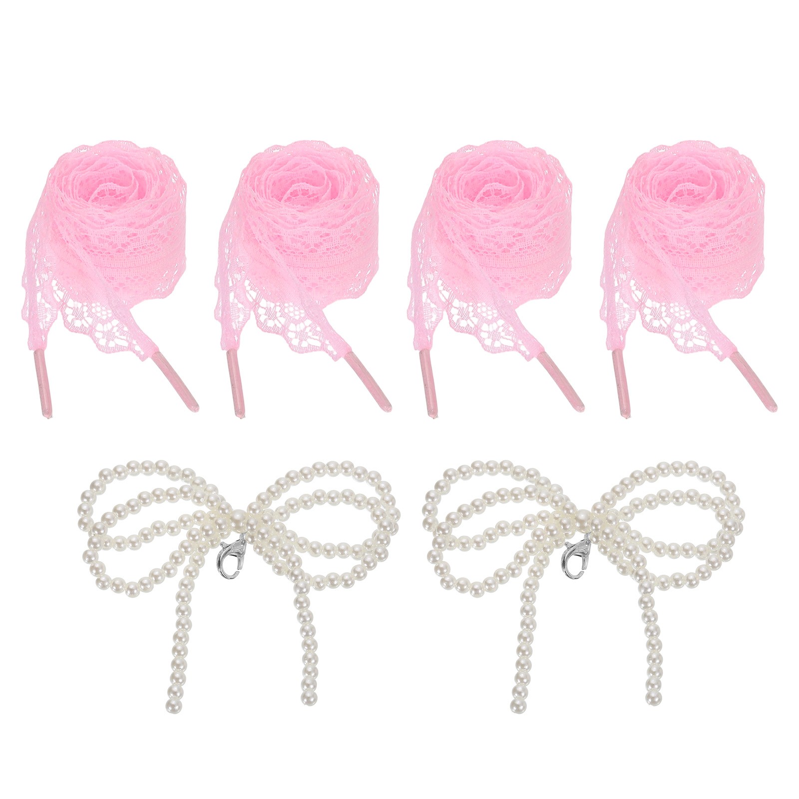 APL 2 Paia Lacci Piatti per Scarpe 2.6CM Larghezza 100CM Lunghezza Lacci per Scarpe in Pizzo Rosa