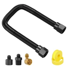 3/8" Flex Gas Line, 12” Non-Whistle Gas Connector for NG/LP Fire Pit/Fireplace