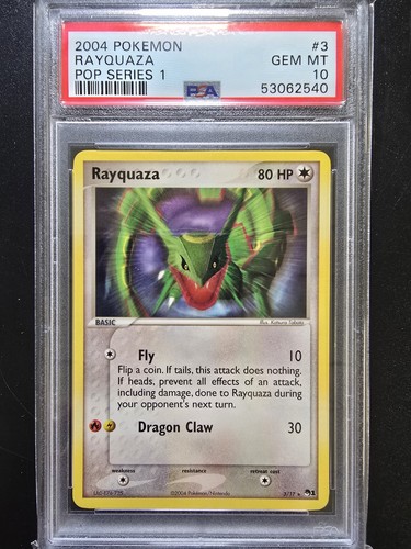 PSA 10 Rayquaza 3/17 - 2004 Pop Series 1 Pokemon Card LOW POPULATION of 15