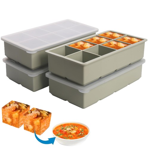1/2 Cup Silicone Freezer Tray With Lid - Silicone Freezer Molds 4-Pack For me...