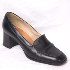 Vintage Nine West Womens 9US Chunky Square Toe Loafer Whimsygoth Black Leather
