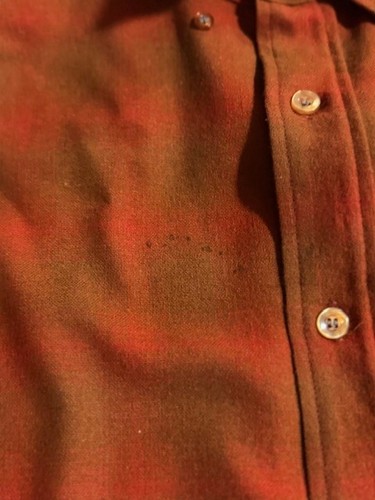 Pendleton Bordhemd Wolle Flanell Herren M 60er orange & braun kariert Vintage Mängel - Bild 3 von 4