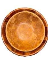 Set Of 2 WEAVED WOODEN BOWLS 12  x 3   And 10  x 3  Salads. Fruit Decoration