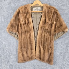 Douglas Furs Vintage Mink Fur Stole Wrap Honey Brown Formal Cape with Bag