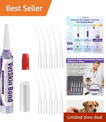 Veterinary Surgical Skin Glue 1ml - Fast-Acting & Blue Tinted for Pet Wound Care