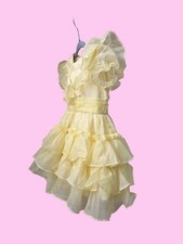 Vintage 90s Kid s Avenue Yellow Ruffle Party Dress Toddler Easter Pageant Formal