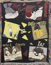 Vintage Warner Bros 48 x60 Throw Blanket Looney Tunes 1999 4ft X 5ft